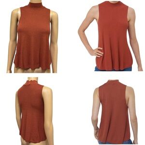 Loft Rust Colored Mock Neck Sleeveless Lightweight Swing Tank Sweater Womens XS